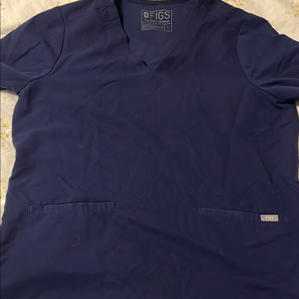 Figs Deep Blue Scrub Top